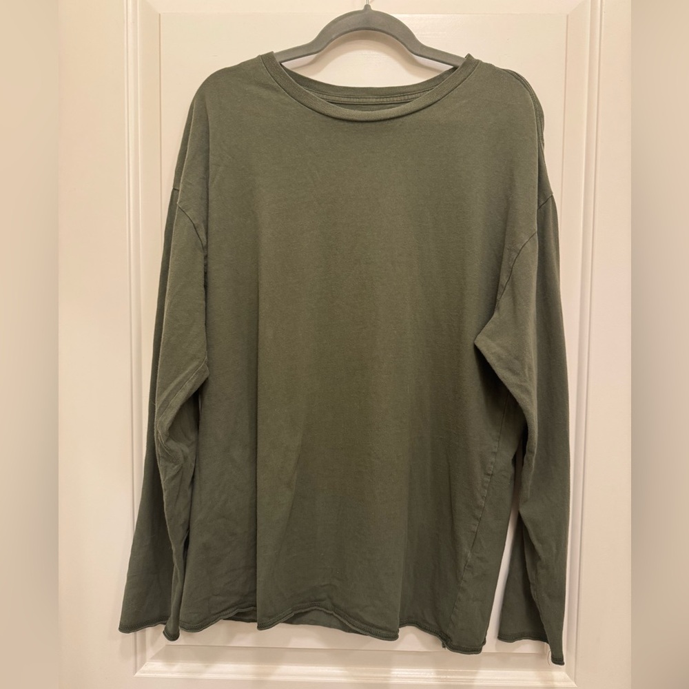 PacSun Olive Solid Regular Long Sleeve T-Shirt